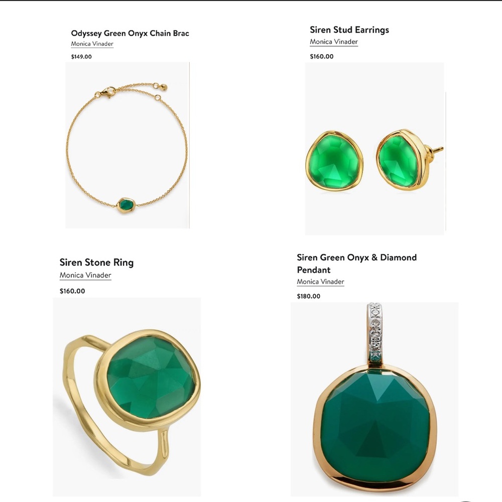 MONICA VINADER Gold Bracelet with Green Onyx